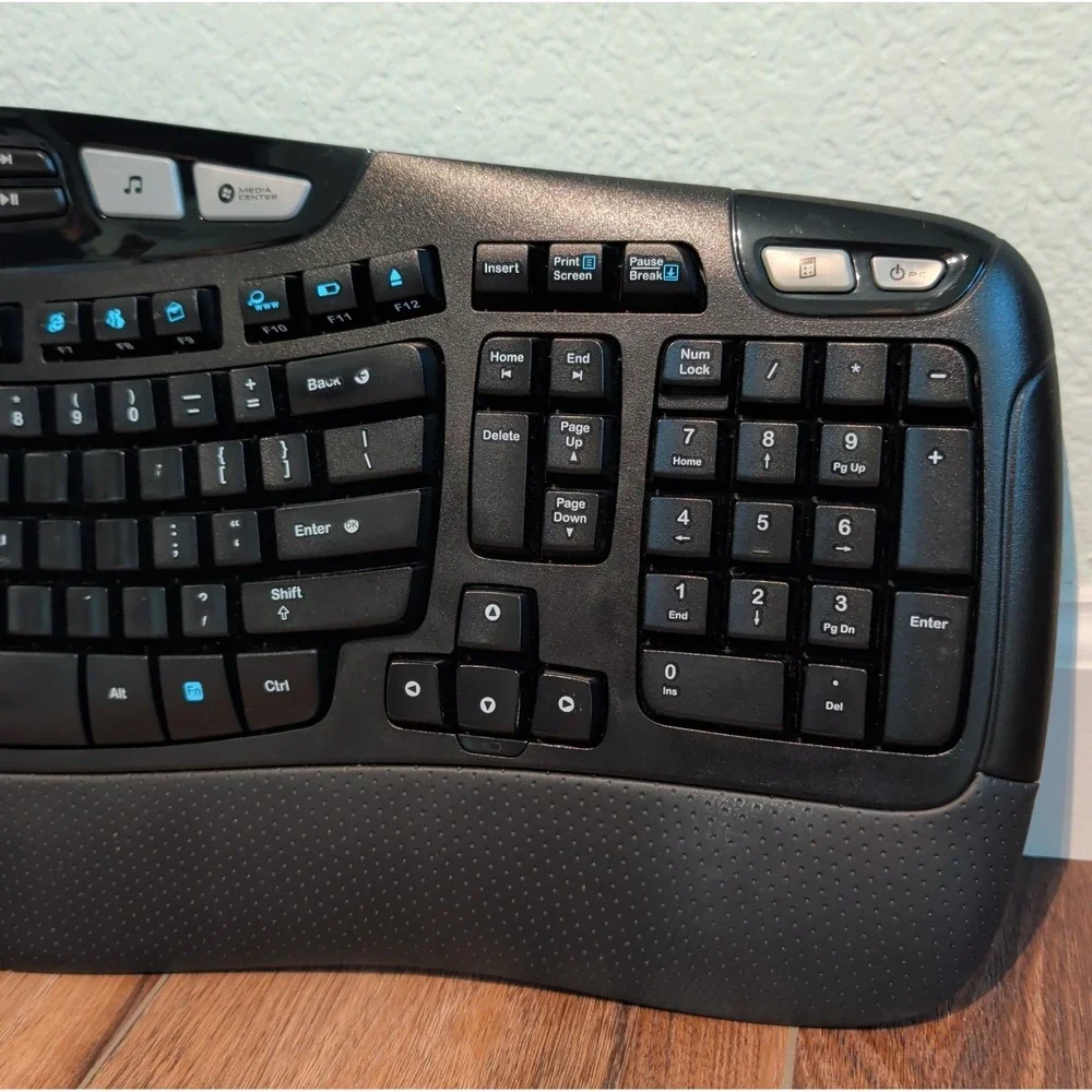 Logitech K350 Keyboard Wave Comfort Ergonomic Wireless Keyboard Black No Dongle